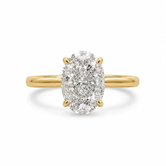 3.5 carat oval cubic zirconia ring in 14k gold vermeil