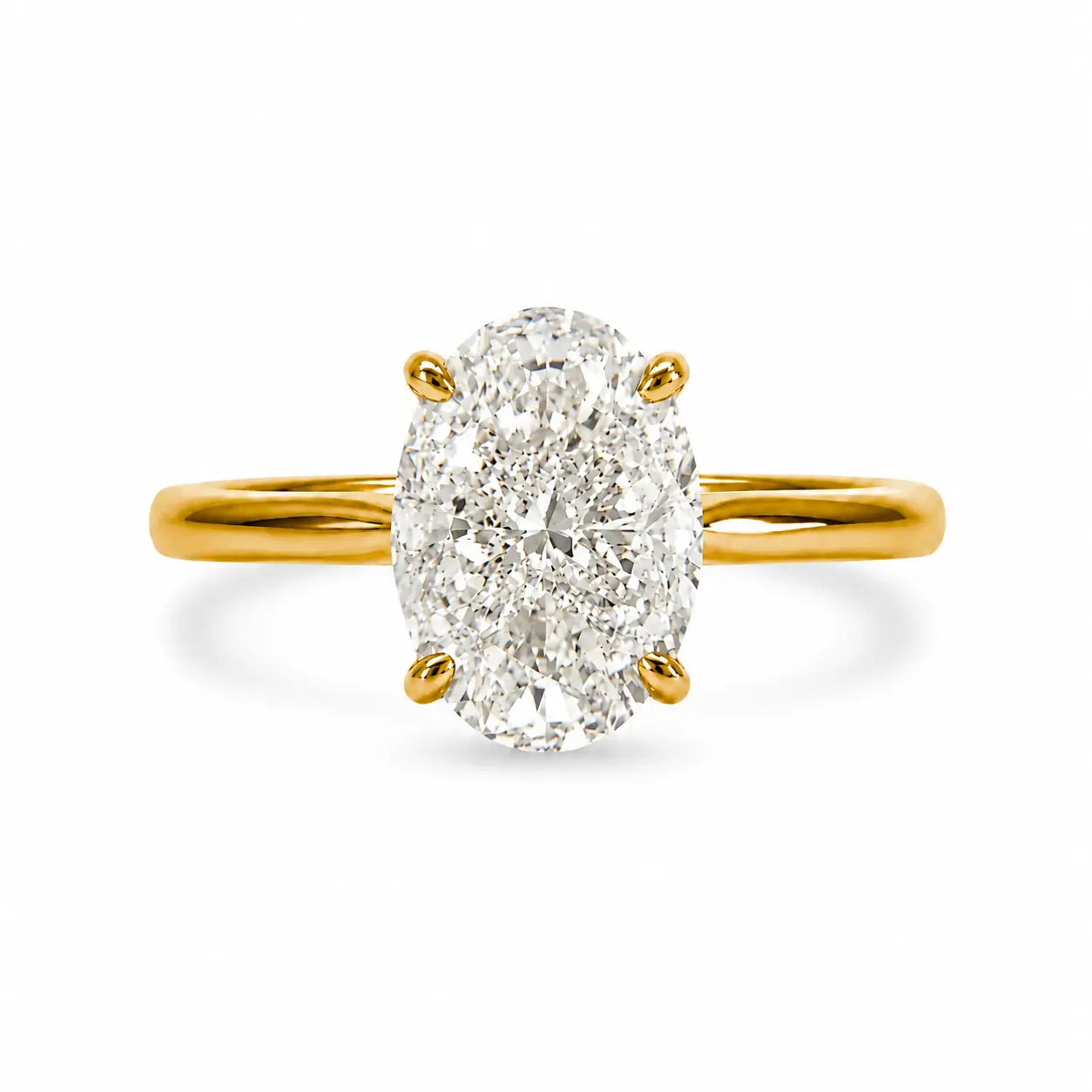 3.5 carat oval cubic zirconia ring in 18K gold vermeil