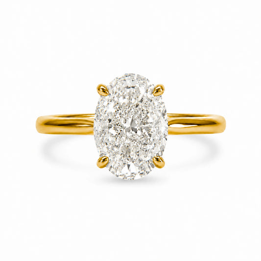 3.5 carat oval cubic zirconia ring in 18K gold vermeil