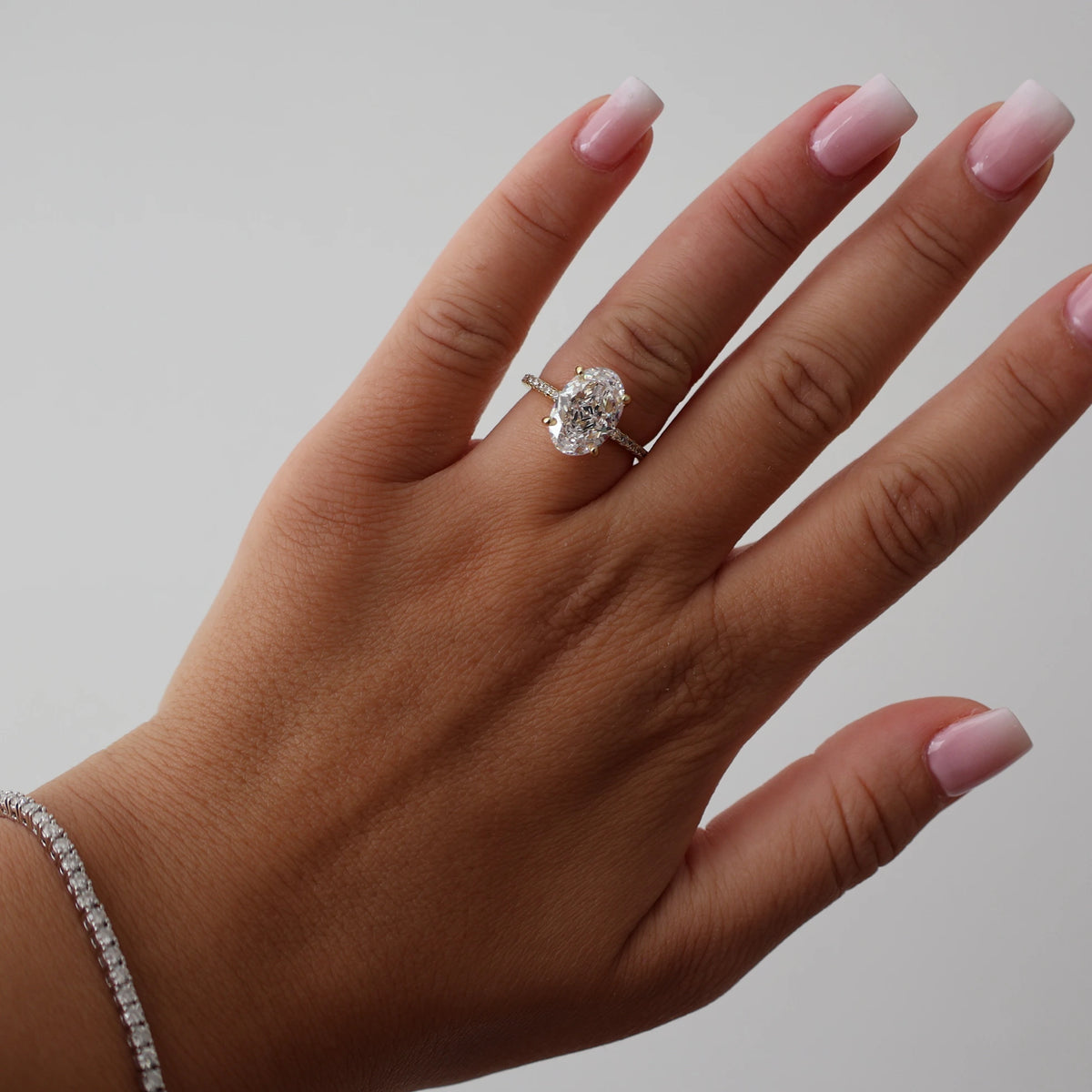 3.5 ct oval cubic zirconia pavé gold vermeil ring