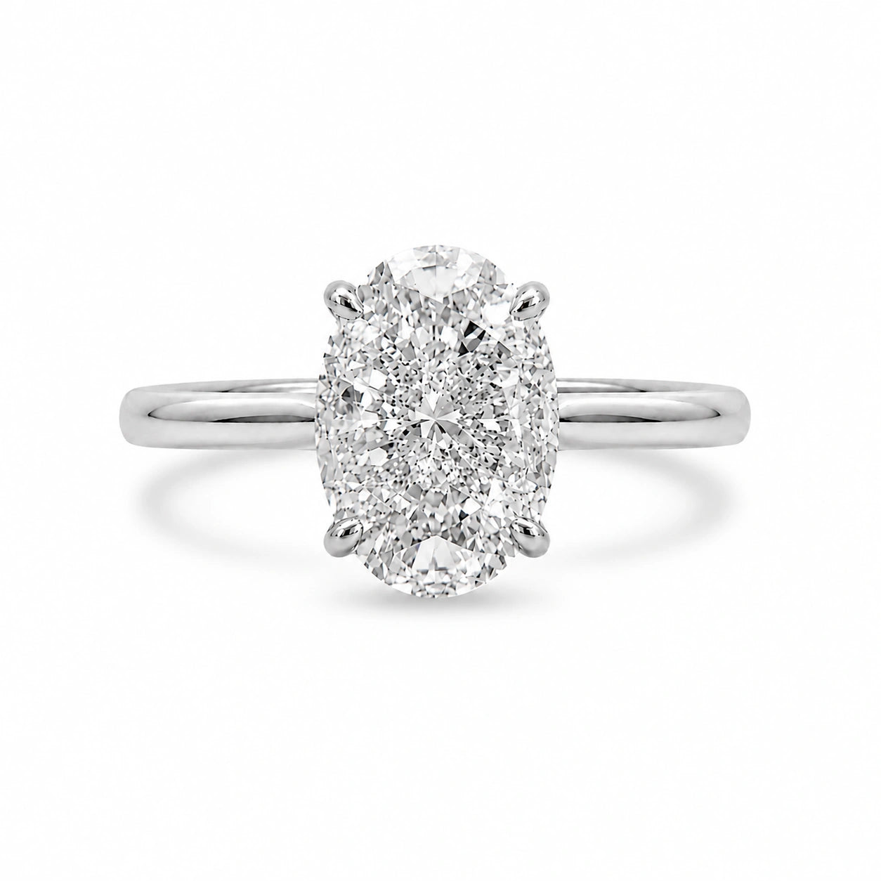 3.5 carat oval cubic zirconia silver engagement ring