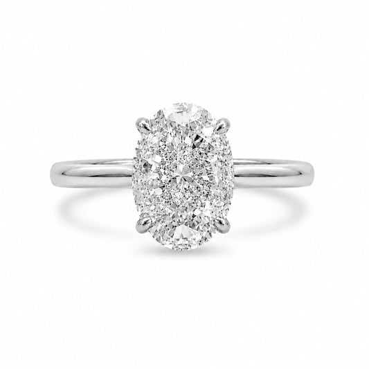 3.5 carat oval cubic zirconia silver engagement ring