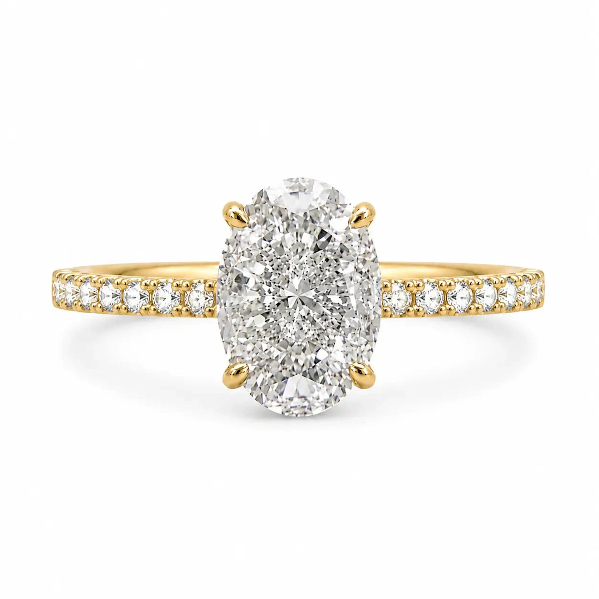 3.5 carat oval pavé band ring in 14k gold vermeil