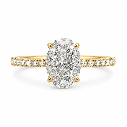 3.5 carat oval pavé band ring in 14k gold vermeil
