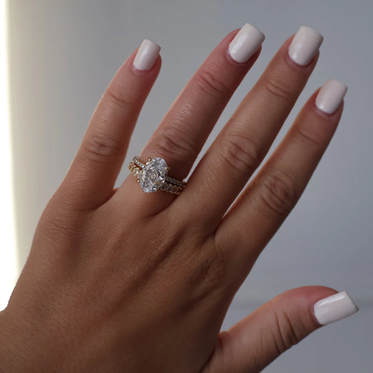 3.5ct oval pavé gold vermeil ring
