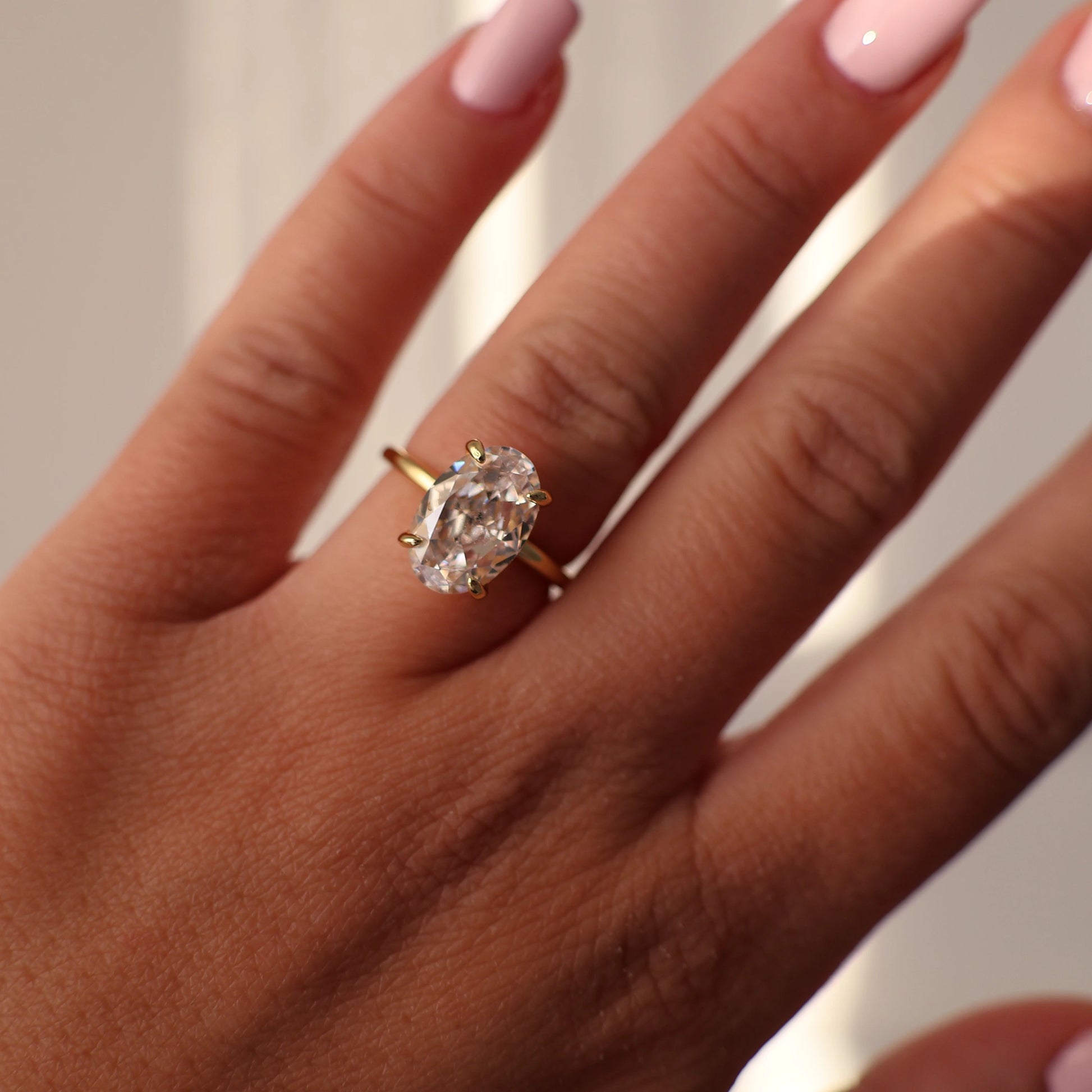 3.5 carat oval solitaire cz 18k gold plated ring