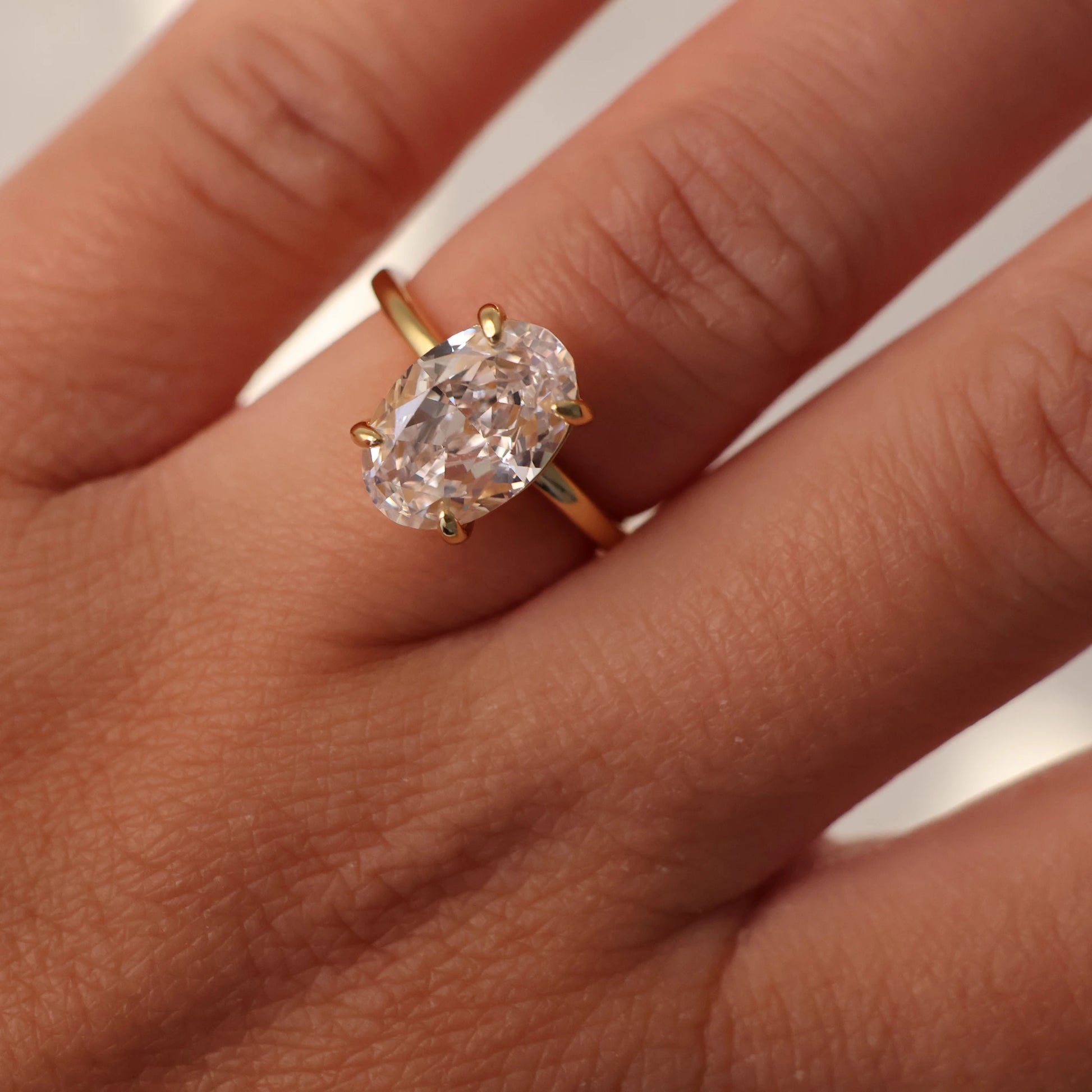 3.5 carat oval solitaire ring in 18K gold plating