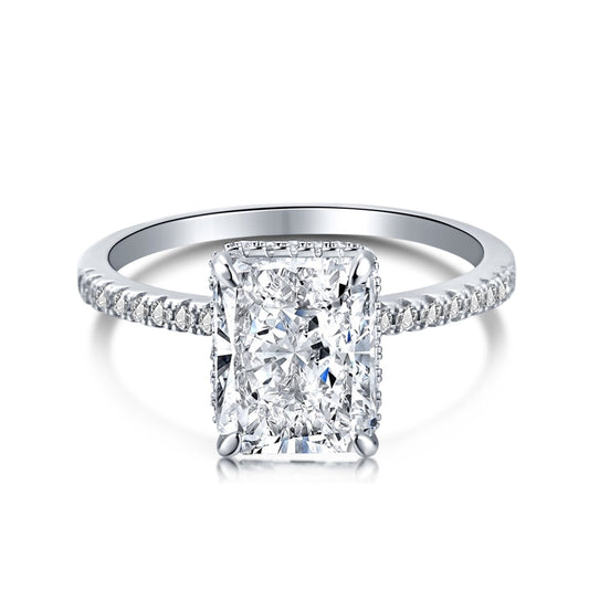 3.5 carat radiant cut fake fake engagement ring in silver