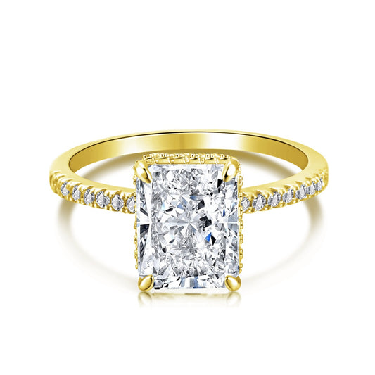 3.5 carat radiant cut imitation engagement ring in gold