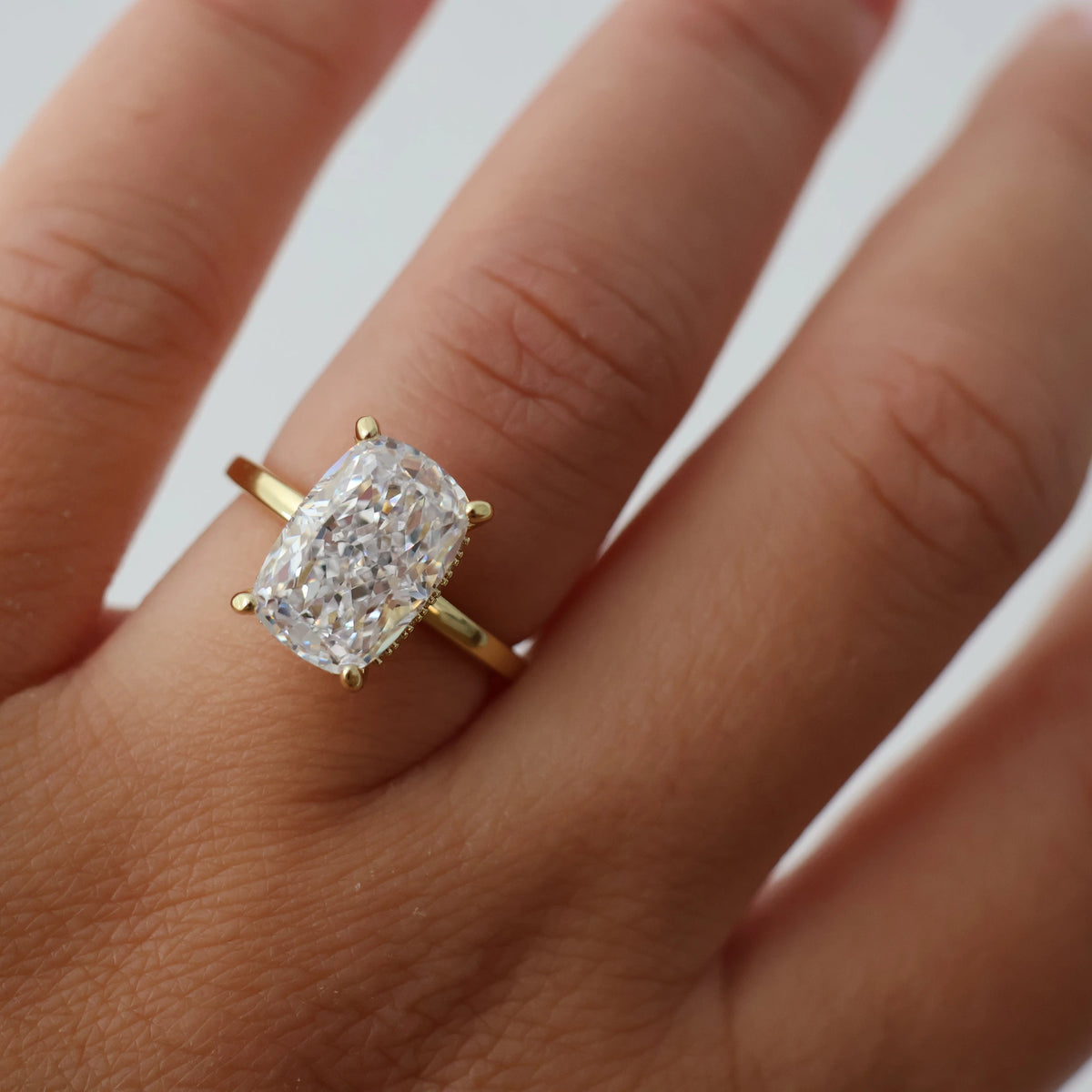 3.5 ct cushion cut 14k gold vermeil ring