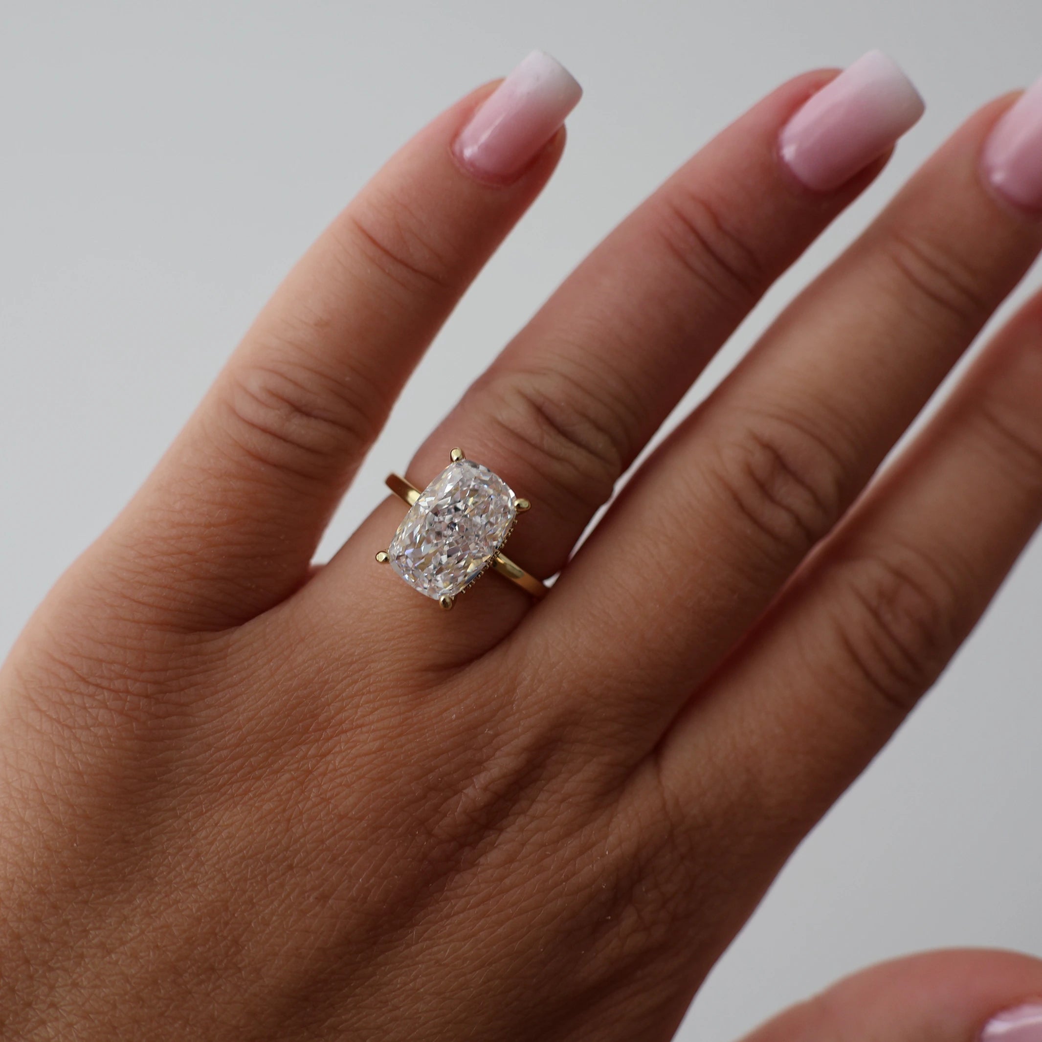 3.5 ct cushion cut ring in 14k gold vermeil