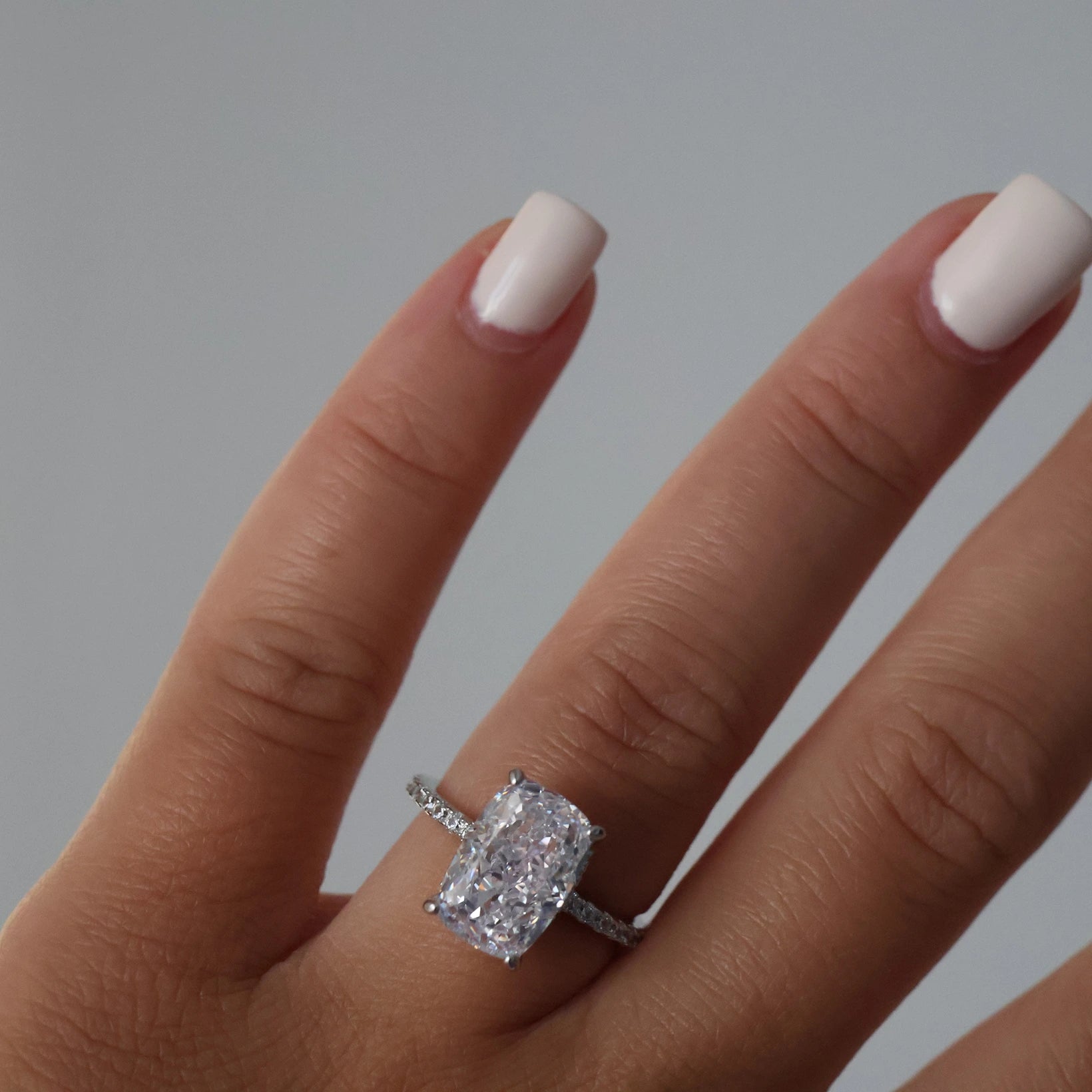 3.5 carat cushion cut pavé band in silver