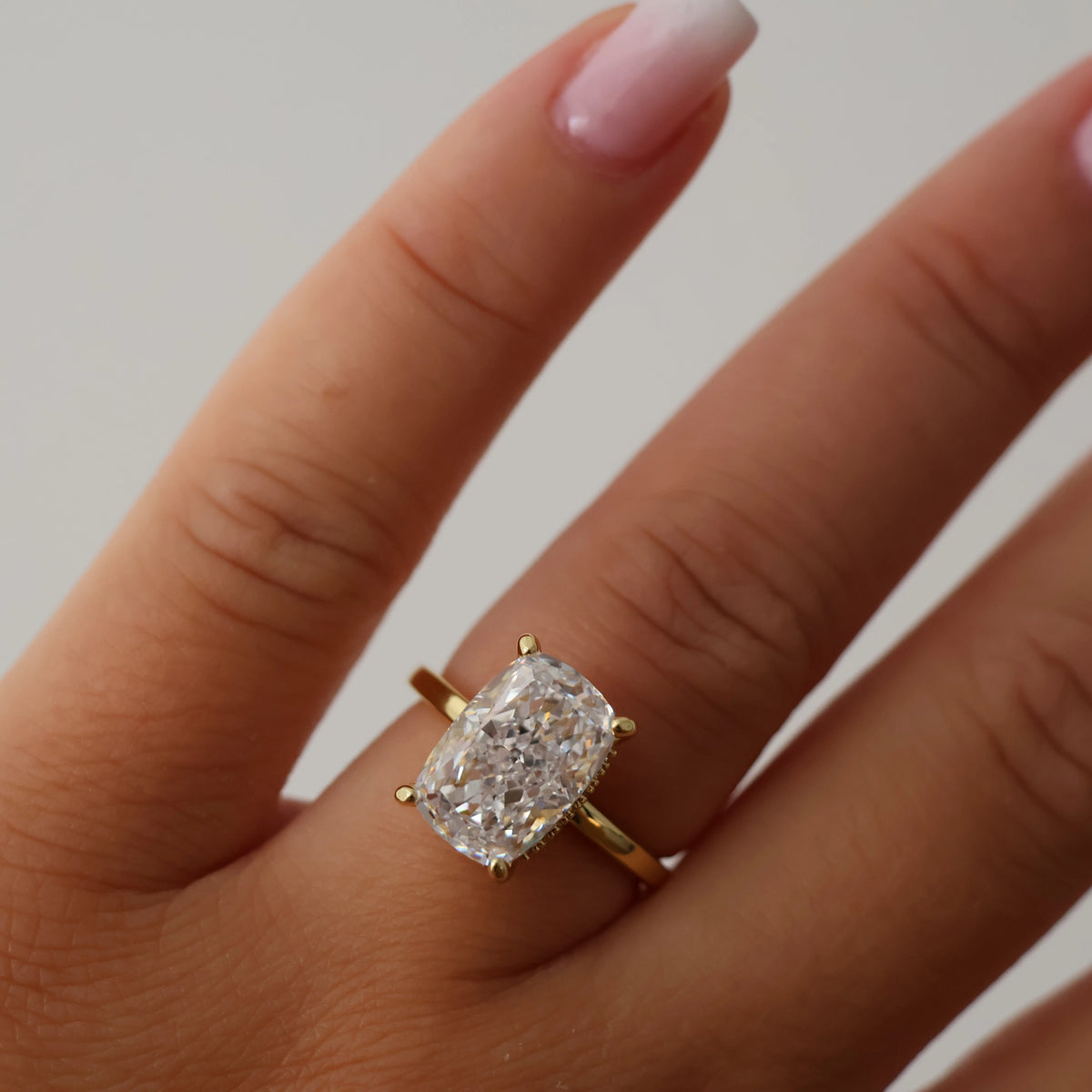3.5 ct elongated cushion gold vermeil ring
