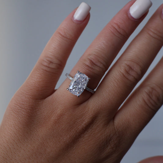 3.5 ct elongated cushion pavé band in silver