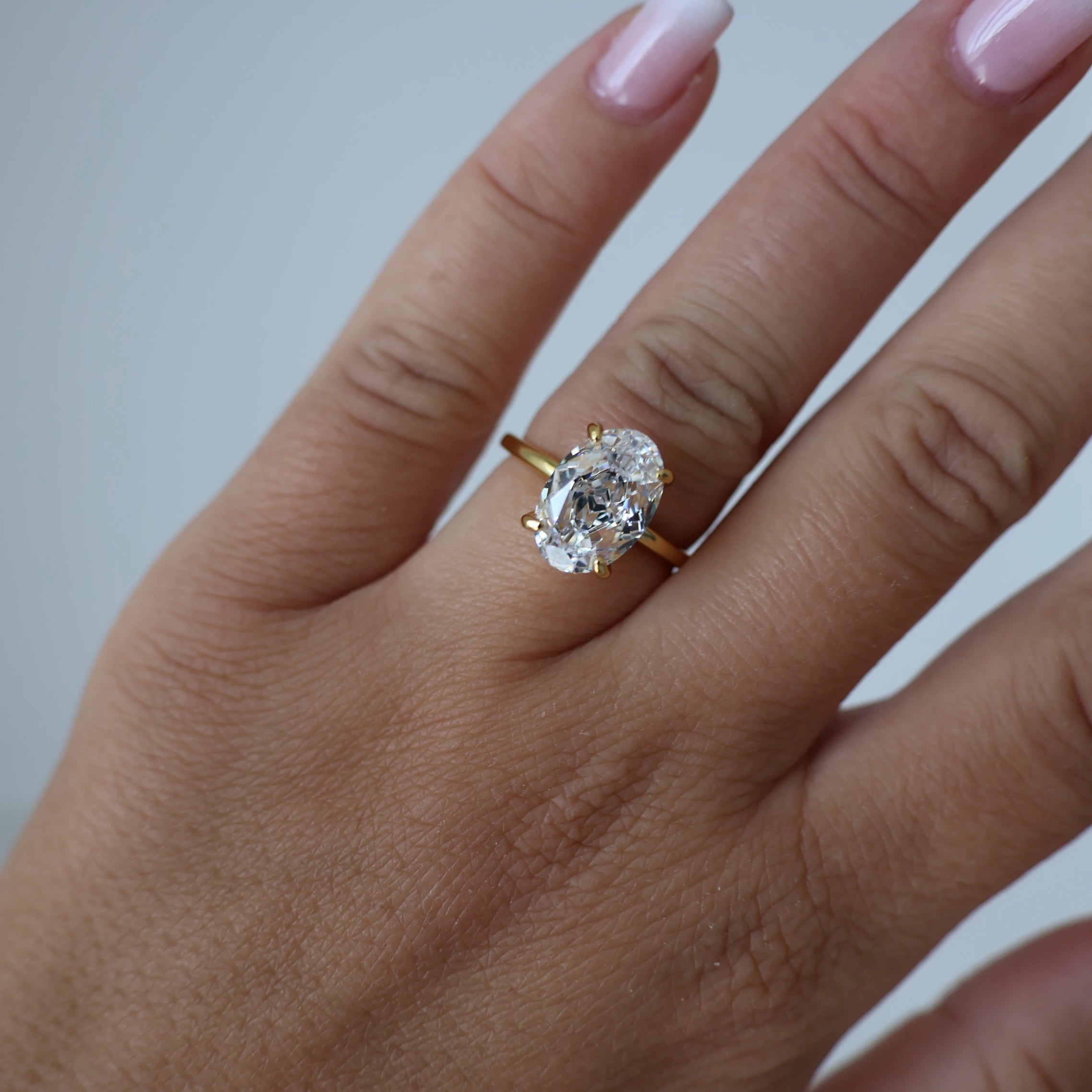 3.5 ct oval cubic zirconia ring in 14k gold vermeil