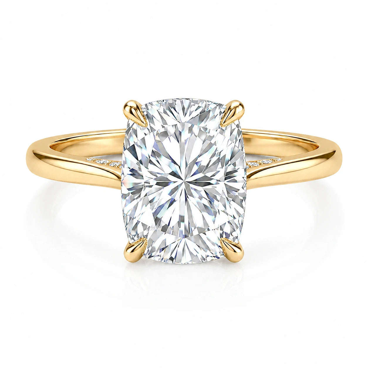 3 ct elongated cushion cut moissanite engagement ring in 14k gold filled