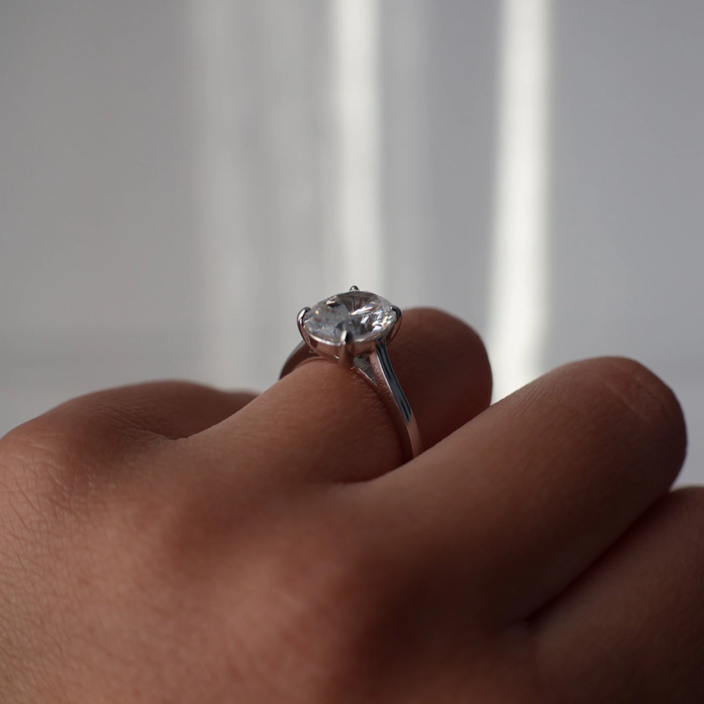 3ct oval CZ silver solitaire ring