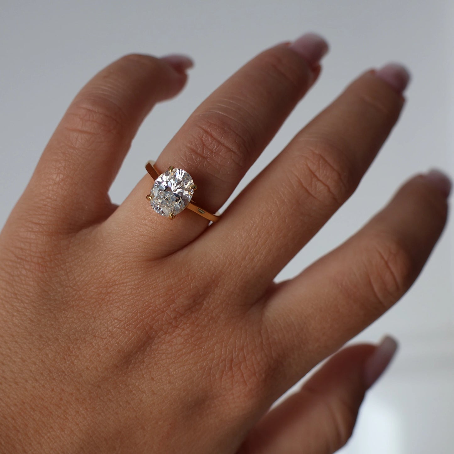 3 ct oval solitaire CZ ring in 18k gold finish