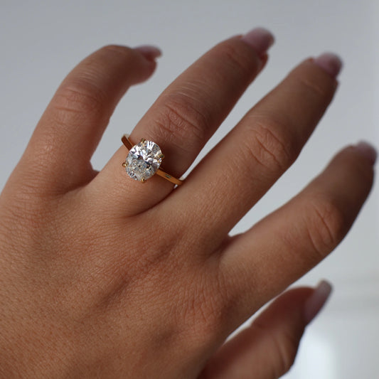 3 ct oval solitaire CZ ring in 18k gold finish
