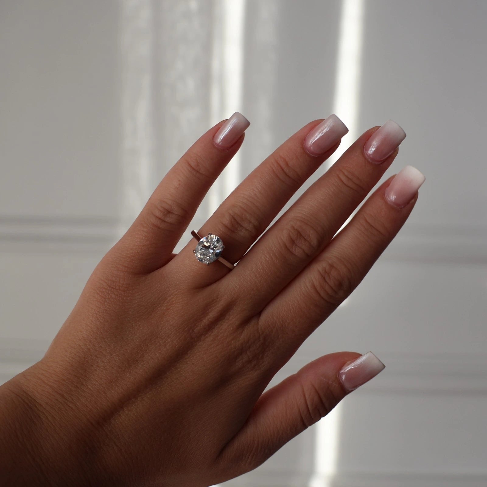 3 carat oval cubic zirconia silver solitaire dupe engagement ring