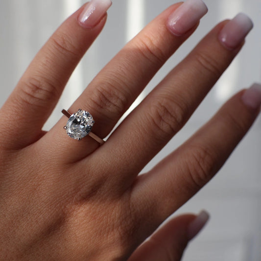 3 carat oval cubic zirconia silver solitaire ring