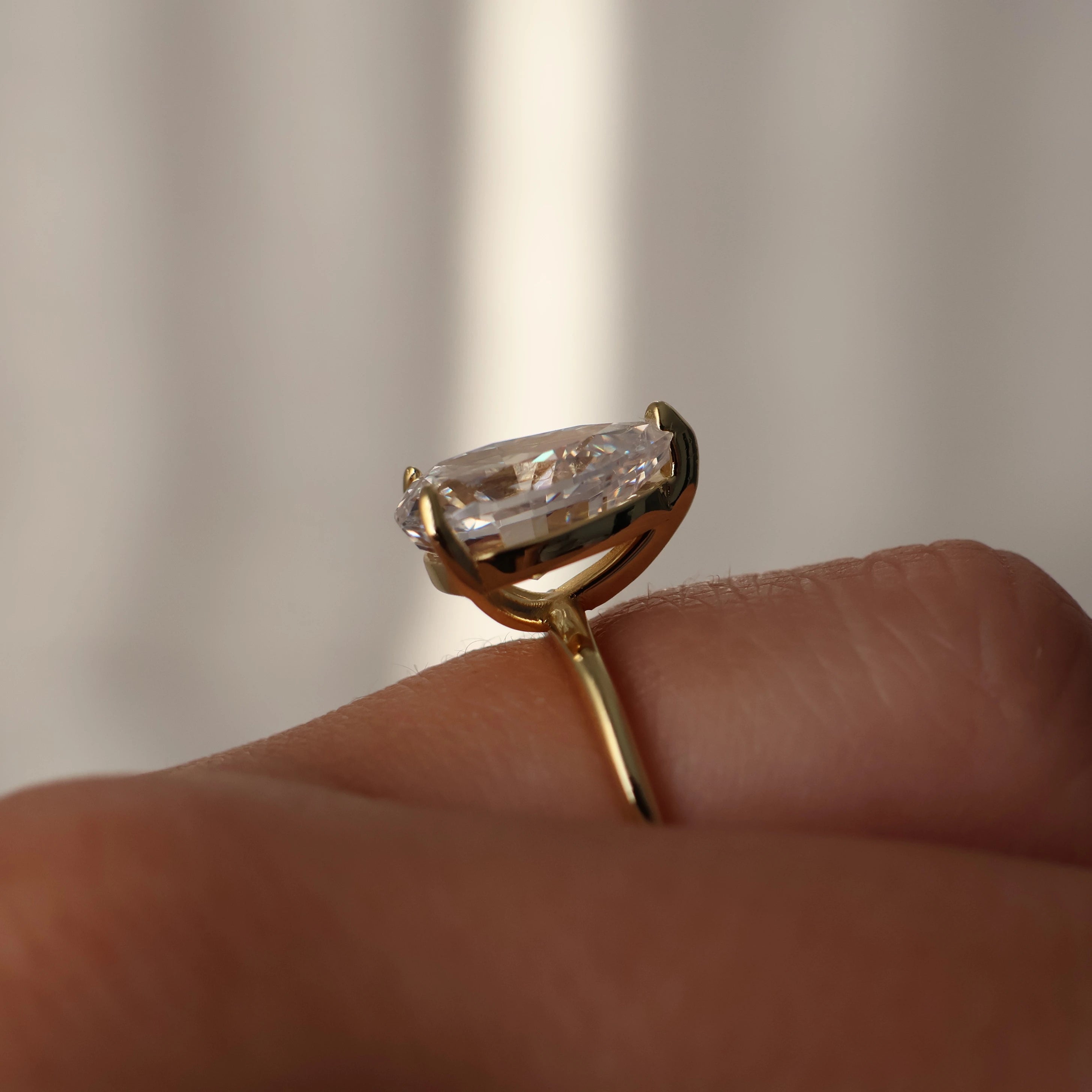 3ct pear cut cubic zirconia solitaire ring in 14k gold