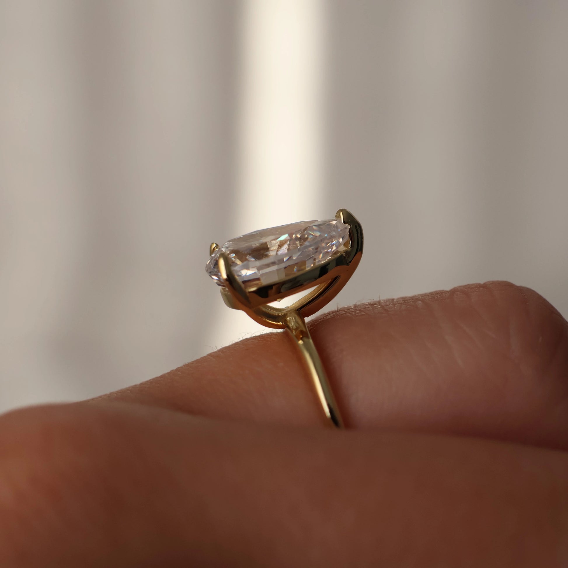 3ct pear cut cubic zirconia solitaire ring in 14k gold