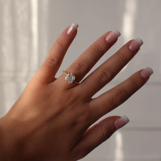 3ct radiant cut square ring with pavé band