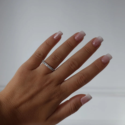 925 sterling silver full eternity ring with 3mm oval stones