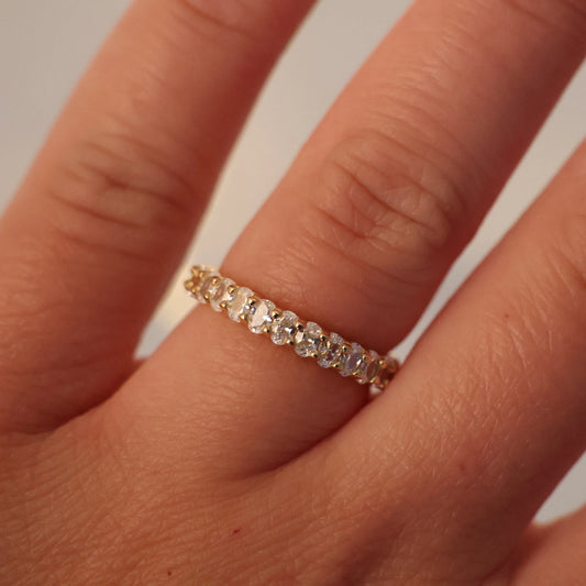 3mm oval full eternity ring in 14k gold plating
