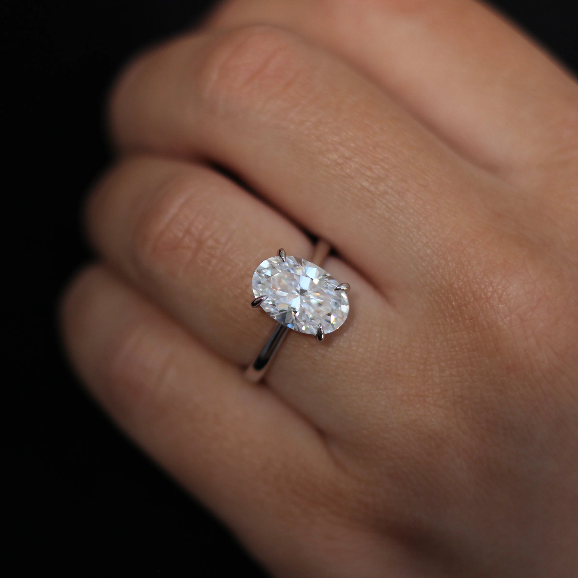 4 carat crushed ice moissanite solitaire ring in 925 silver