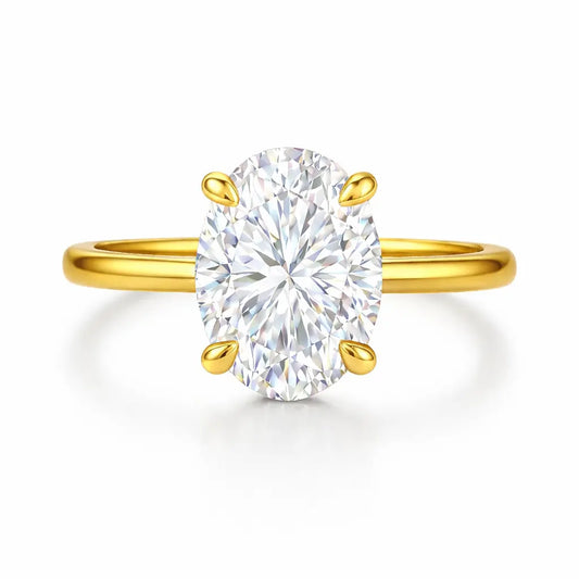 4 carat crushed ice oval moissanite ring in 18k gold filled