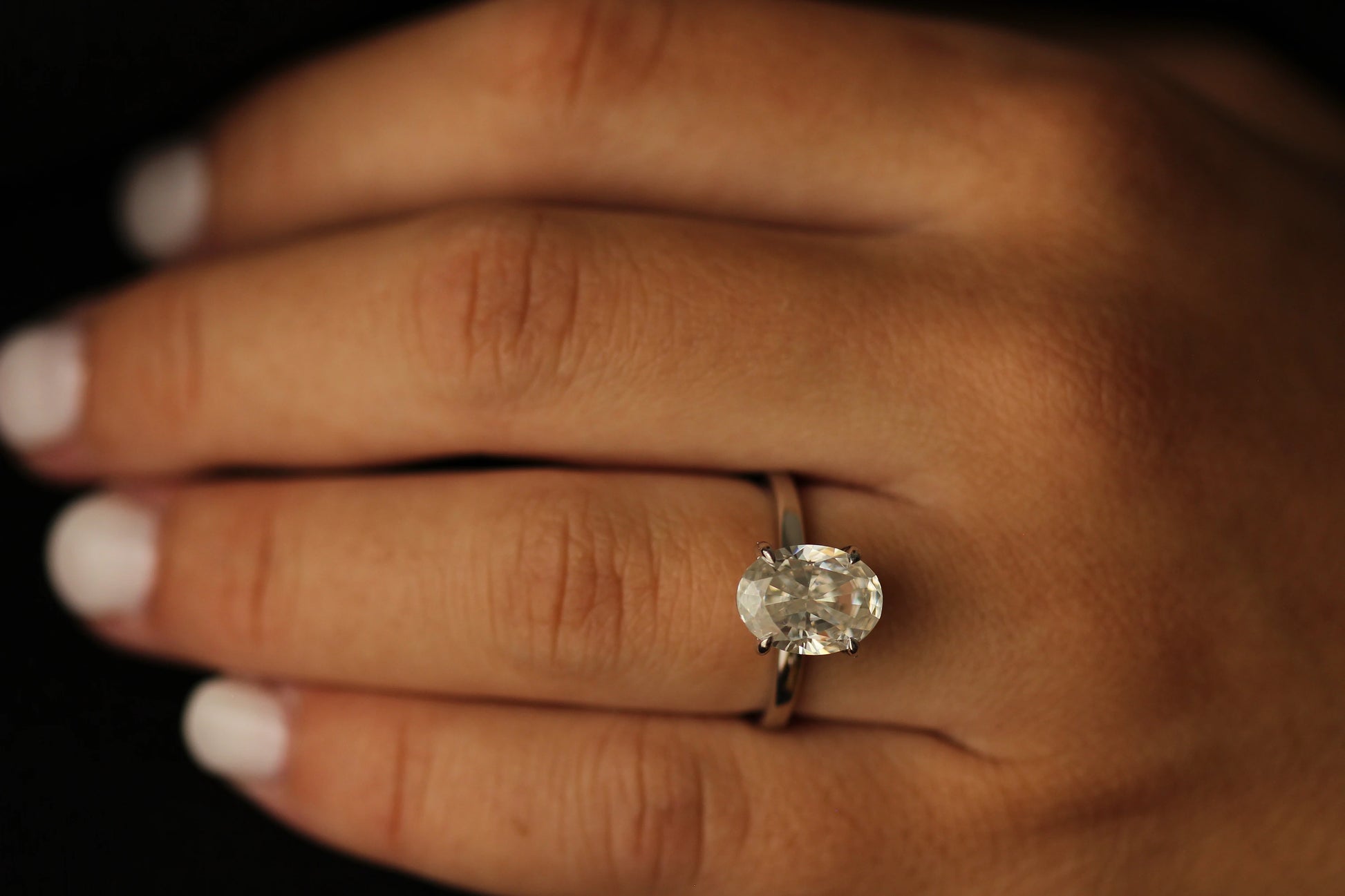 4 carat crushed oval moissanite engagement ring