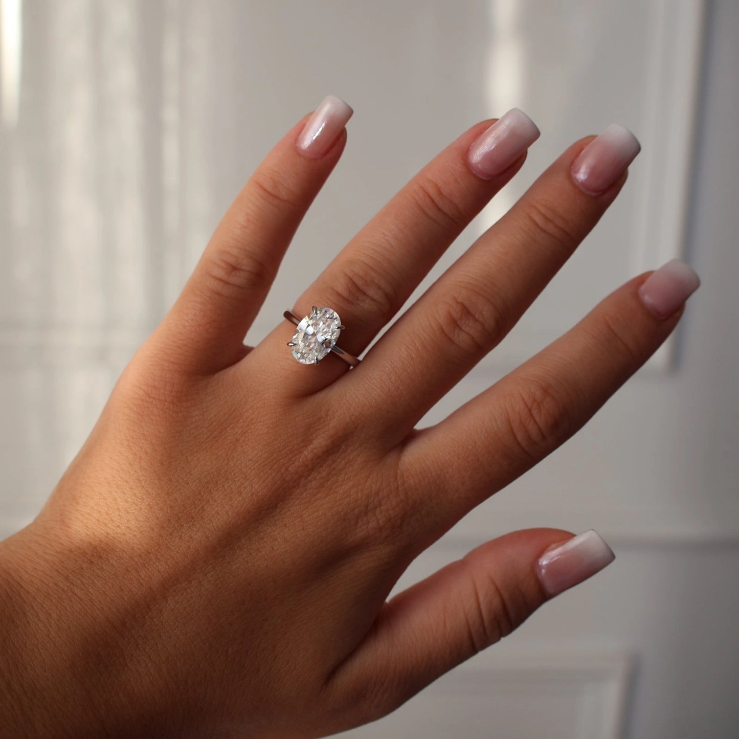 4 carat hidden halo solitaire moissanite ring in sterling silver