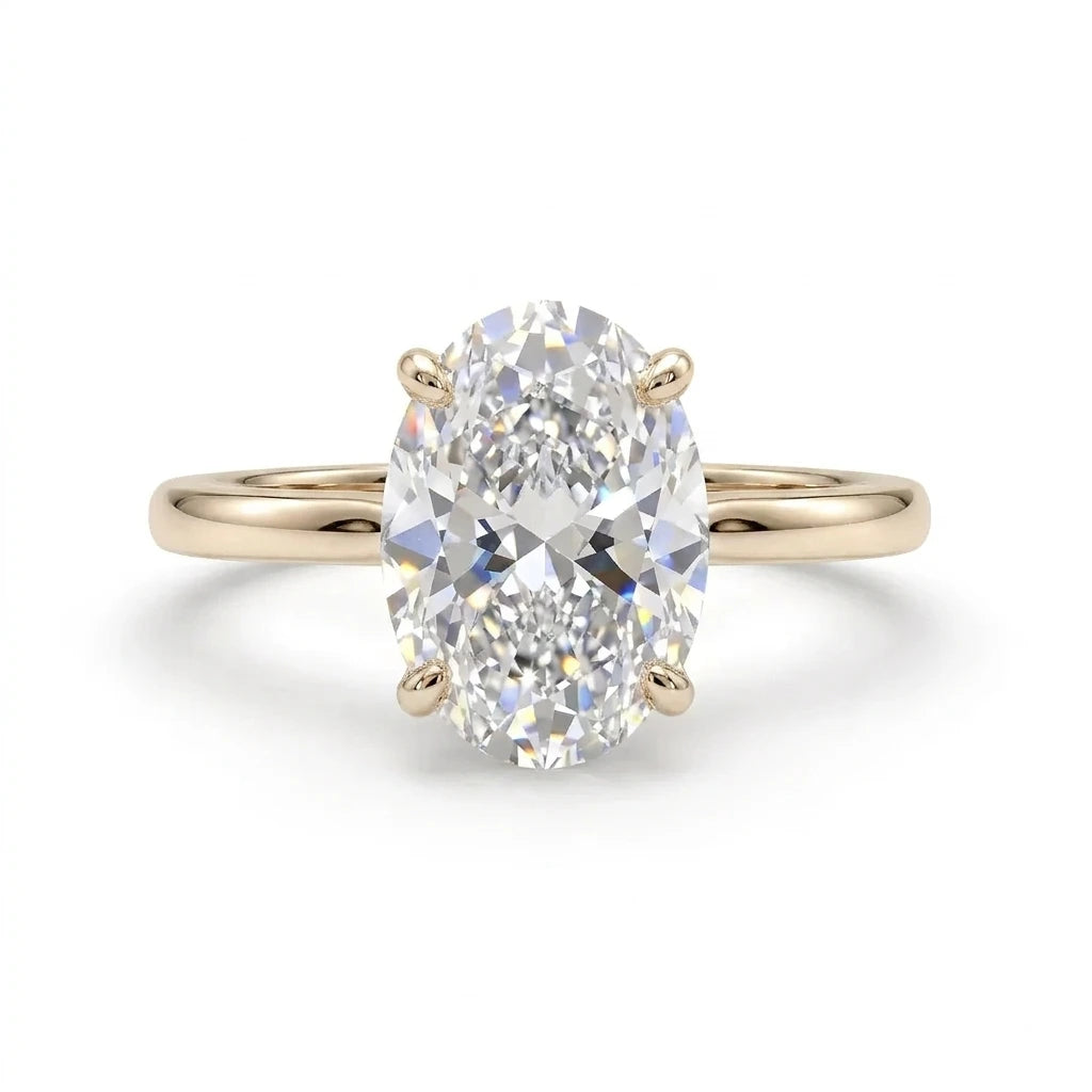 4 carat oval brilliant cut moissanite engagement ring in 14k gold filled