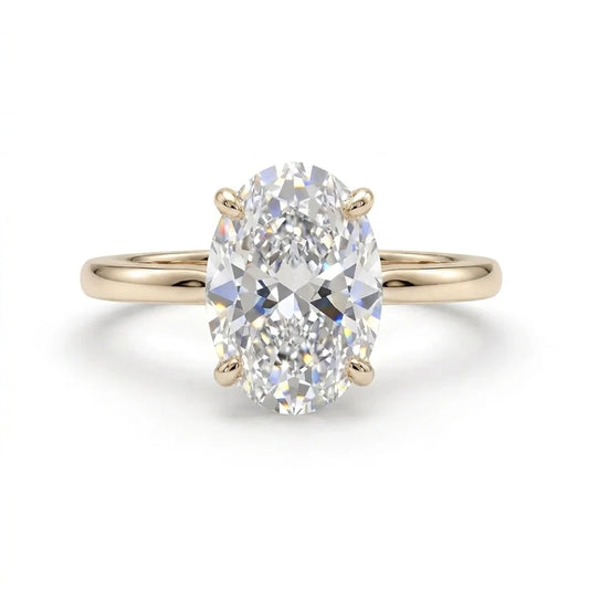 4 carat oval brilliant cut moissanite engagement ring in 14k gold filled