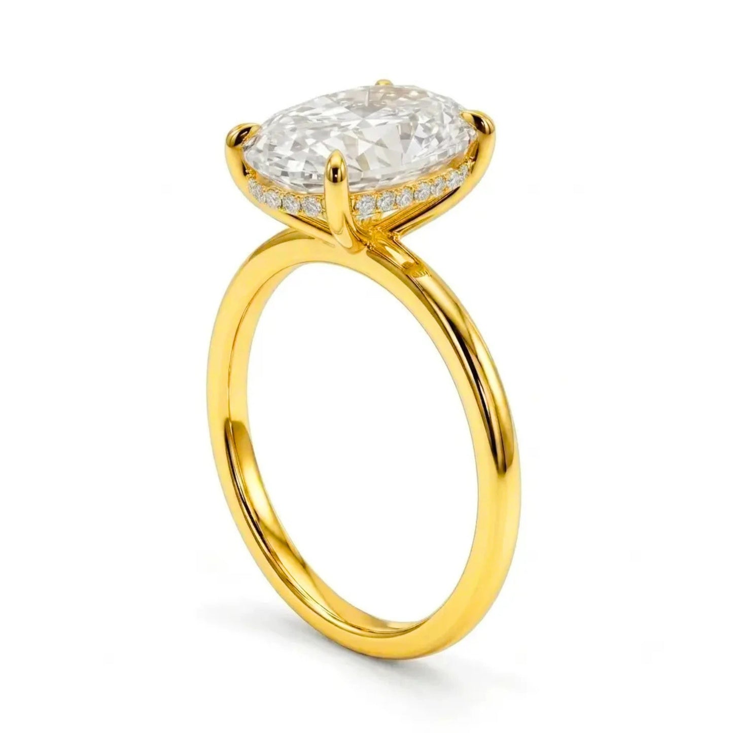 4 carat oval hidden halo moissanite ring 18k gold filled