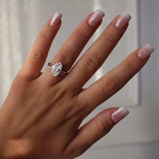 4 carat oval moissanite silver ring solitaire