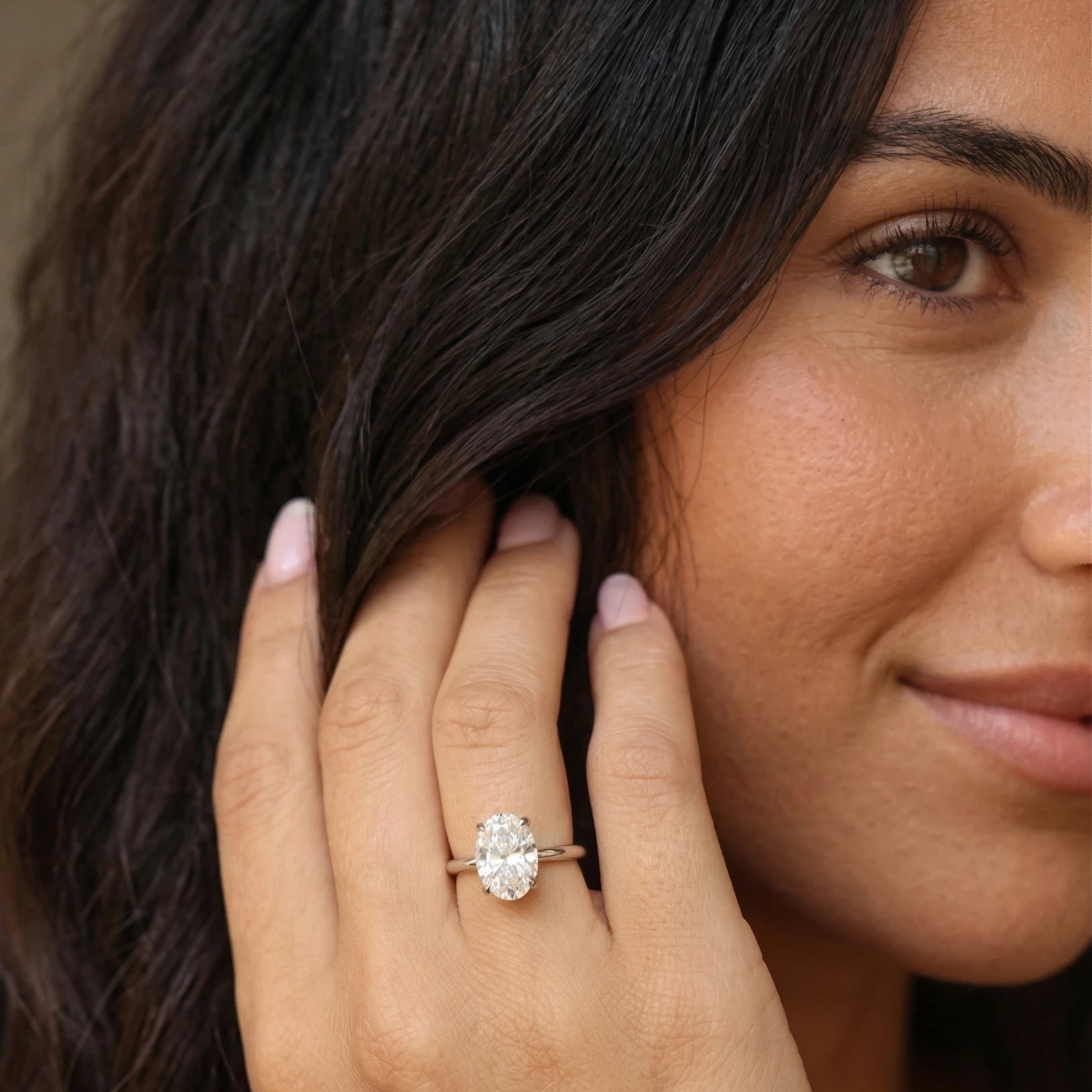 4 carat oval cut moissanite silver engagement ring