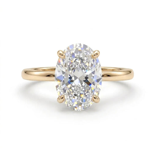 4 carat oval moissanite solitaire engagement ring in 18k gold filled
