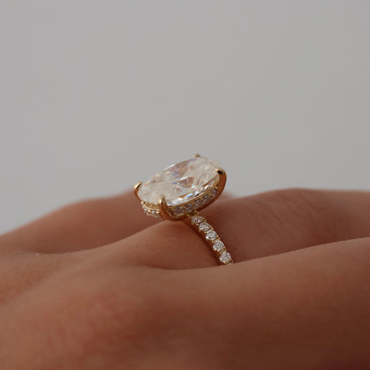 4 ct oval moissanite engagement ring in 14k gold filled