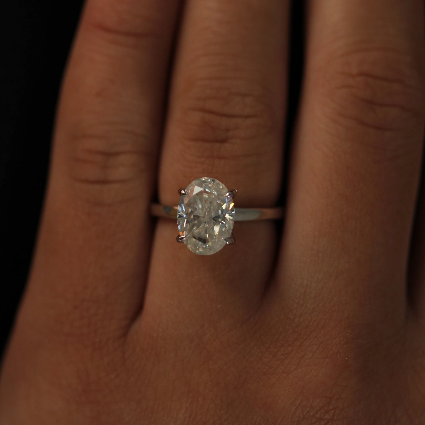 4 ct silver oval moissanite ring