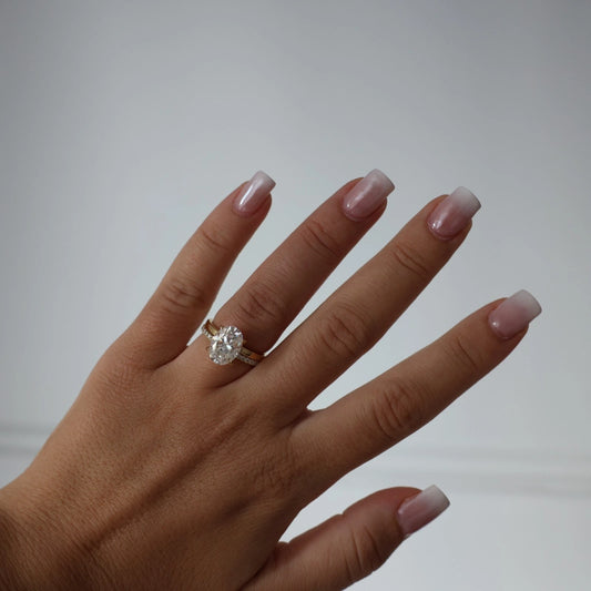 4 carat oval moissanite solitaire engagement ring in 14K gold filled
