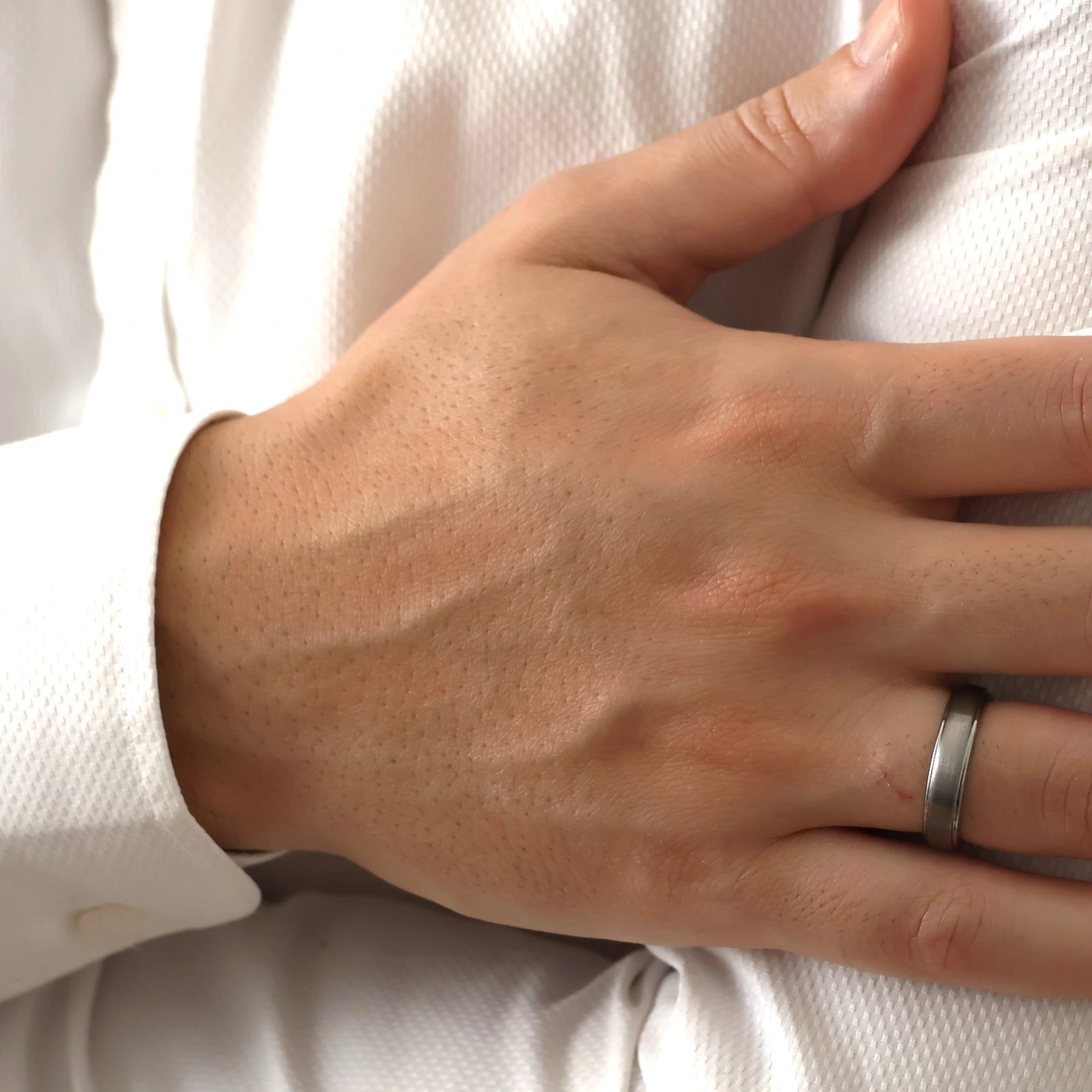 5mm men's brushed silver tungsten ring
