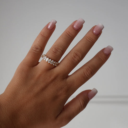 5mm oval full eternity ring in gold