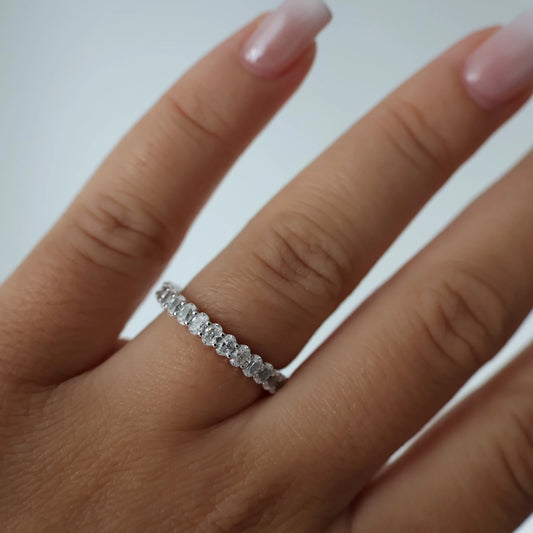 925 sterling silver full eternity ring with 3mm oval stones