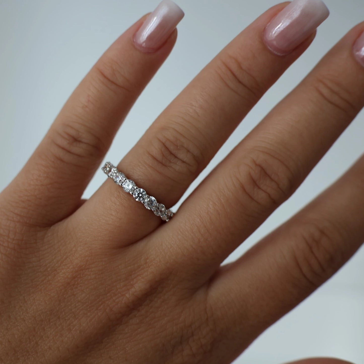 925 sterling silver full eternity ring with 3mm round stone