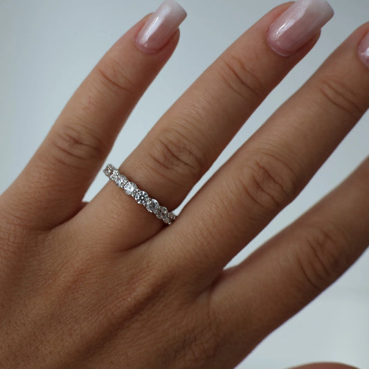 925 sterling silver full eternity ring with 3mm round stone
