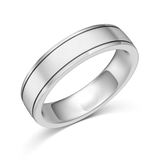 925 silver mens wedding band on white background
