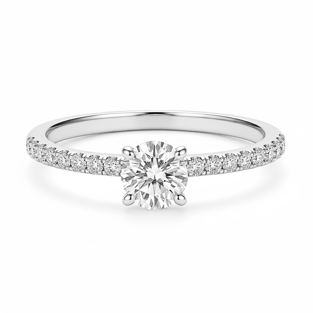 1 Carat Round Pave Set Moissanite Ring